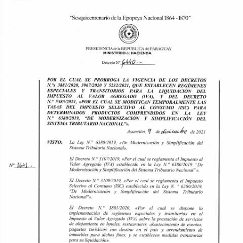 Vista previa del documento Decreto N° 6440-2021 — Iva, Paraguay