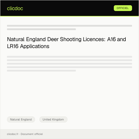 Document preview: Deer: apply for a licence to shoot them (A16 and LR16) — Natural England, United Kingdom