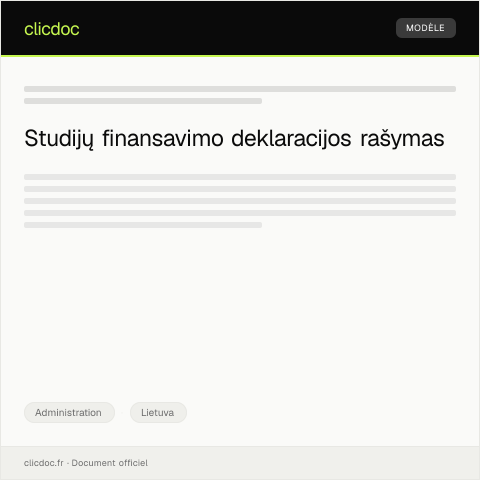 Document preview: Deklaracija dėl studijų finansavimo remiantis socialine pagalba — Administration, Lietuva