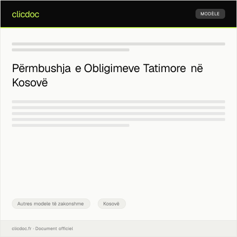 Document preview: Deklaratë për përmbushje të obligimeve tatimore — Autres modele të zakonshme, Kosovë