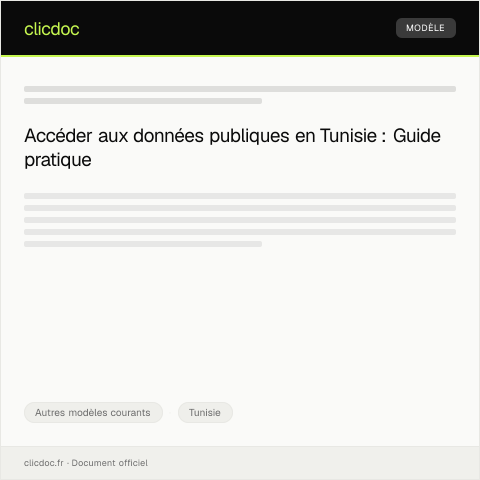Aperçu du document Lettre de demande d'accès aux données publiques — Autres modèles courants, Tunisie