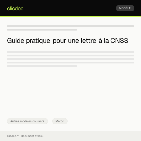 Aperçu du document Lettre de demande d'accompagnement pour la déclaration numérique — Autres modèles courants, Maroc