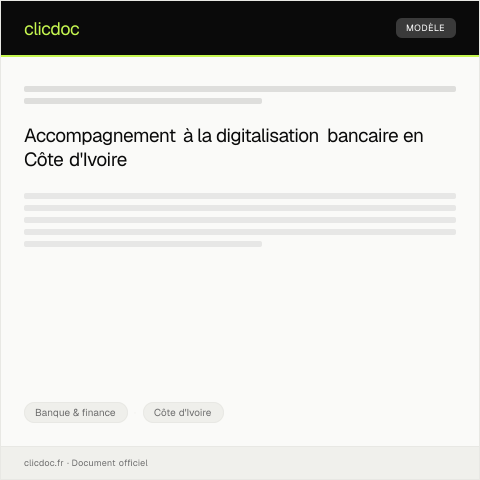 Aperçu du document Demande d’accompagnement à la digitalisation bancaire — Banque & finance, Côte d'Ivoire