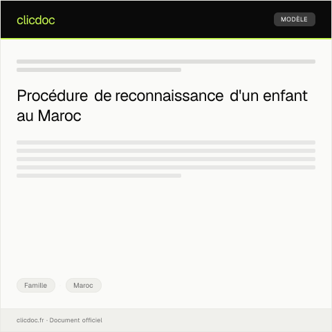 Aperçu du document Demande d’acte de reconnaissance d’enfant auprès du tribunal — Famille, Maroc