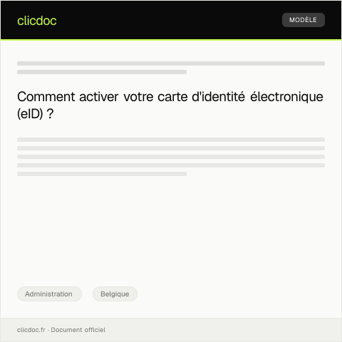 Aperçu du document Demande d'activation de l'eID — Administration, Belgique