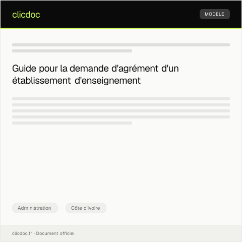 Aperçu du document Demande d'agrément pour établissement d'enseignement privé — Administration, Côte d'Ivoire