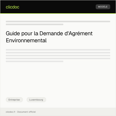 Aperçu du document Demande d’agrément environnemental pour activité industrielle — Entreprise, Luxembourg