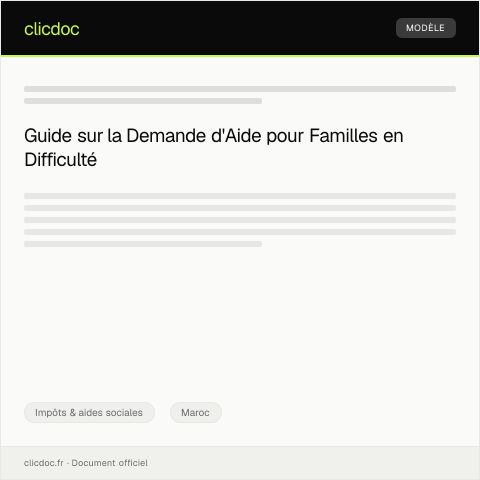 Aperçu du document Demandes d’aide spécifique pour familles vulnérables — Impôts & aides sociales, Maroc