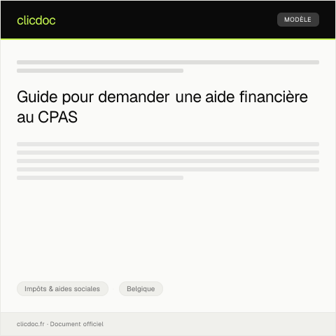 Aperçu du document Demande d’aide financière exceptionnelle auprès du CPAS — Impôts & aides sociales, Belgique
