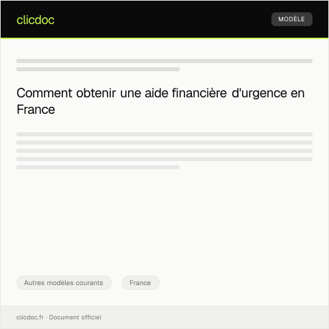 Aperçu du document Demande d’aide financière d’urgence — Autres modèles courants, France