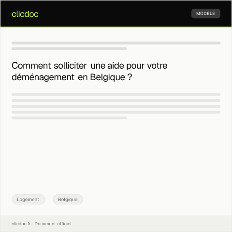 Aperçu du document Demande d’aide aux frais de déménagement — Logement, Belgique