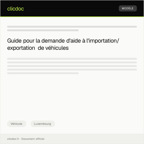 Aperçu du document Demande d’aide pour la procédure d’importation ou d’exportation — Véhicule, Luxembourg
