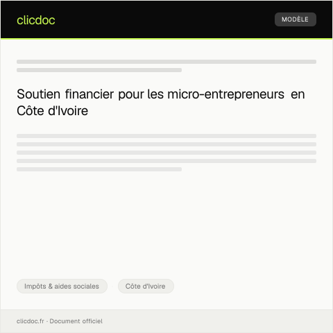 Aperçu du document Requête pour l’obtention de l’aide à la micro-entreprise — Impôts & aides sociales, Côte d'Ivoire