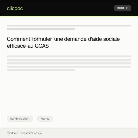 Aperçu du document Demande d’aide sociale auprès du CCAS — Administration, France