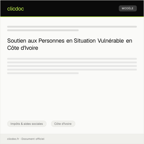 Aperçu du document Demande d'Aide Sociale pour Personne en Situation Vulnérable — Impôts & aides sociales, Côte d'Ivoire