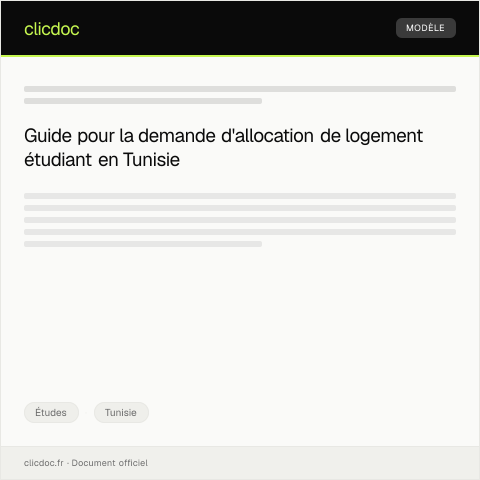 Aperçu du document Demande d'allocation de logement étudiant — Études, Tunisie