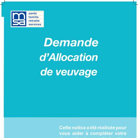 Aperçu du document Demande d'allocation veuvage auprès de la MSA — Particuliers, France (CERFA n°14954*01)