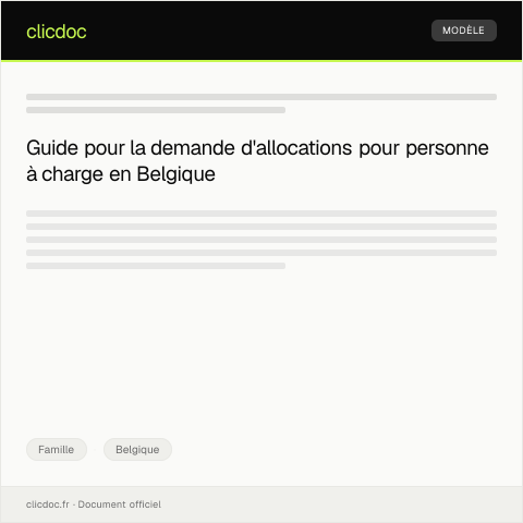 Aperçu du document Demande d'allocations pour personne à charge — Famille, Belgique