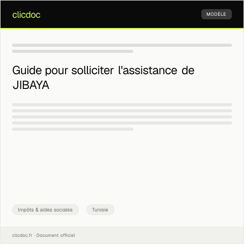 Aperçu du document Demande d'assistance pour la déclaration d'impôts annuelle — Impôts & aides sociales, Tunisie