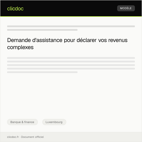 Aperçu du document Demande d’assistance pour la déclaration de revenus complexes — Banque & finance, Luxembourg