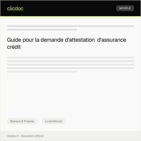 Aperçu du document Demande d’attestation d’assurance crédit — Banque & finance, Luxembourg