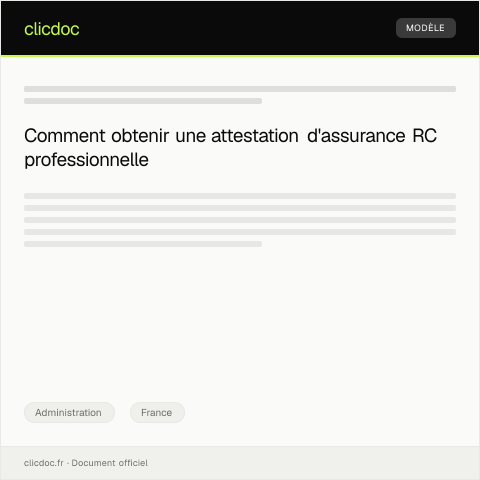 Aperçu du document Demande d’attestation d’assurance responsabilité civile professionnelle — Administration, France