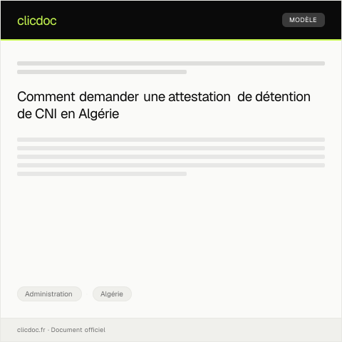 Aperçu du document Demande d’attestation de détention de carte nationale d’identité — Administration, Algérie