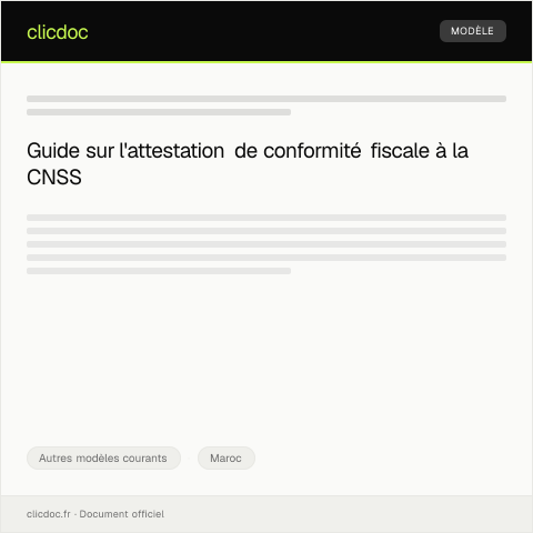 Aperçu du document Demande d'attestation de conformité fiscale — Autres modèles courants, Maroc