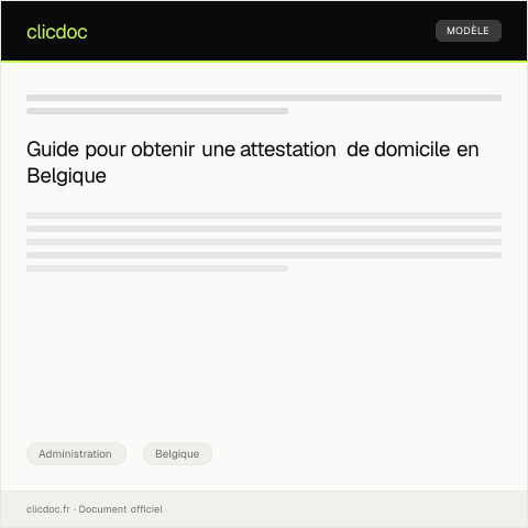 Aperçu du document Demande d'attestation de domicile pour démarches administratives — Administration, Belgique