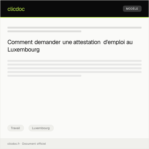 Aperçu du document Demande d’attestation d’emploi pour la caisse de sécurité sociale — Travail, Luxembourg