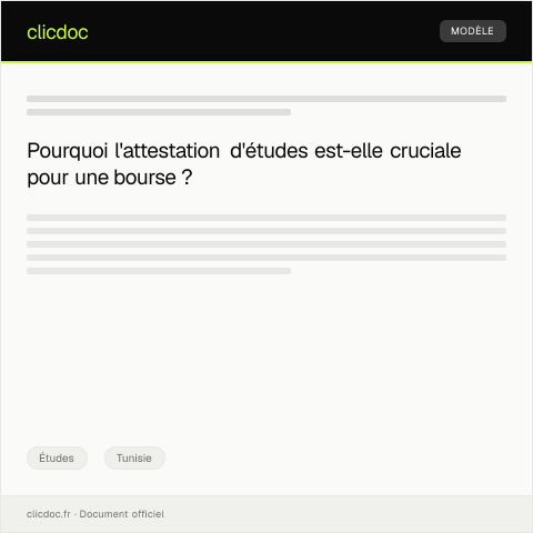 Aperçu du document Demande d'attestation d'études pour bourse d'études — Études, Tunisie