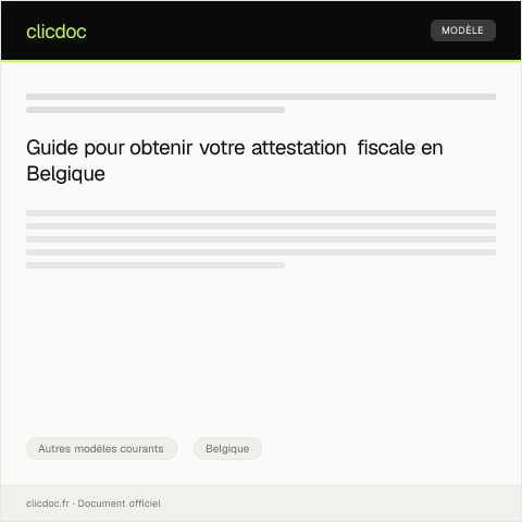 Aperçu du document Demande d'attestation fiscale pour l'impôt des personnes physiques — Autres modèles courants, Belgique