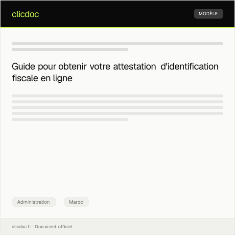 Aperçu du document Demande d'obtention d'une attestation d'identification fiscale en ligne — Administration, Maroc