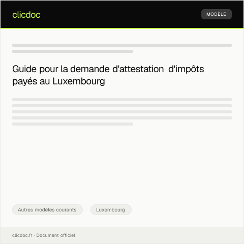 Aperçu du document Demande d’attestation d’impôts payés — Autres modèles courants, Luxembourg