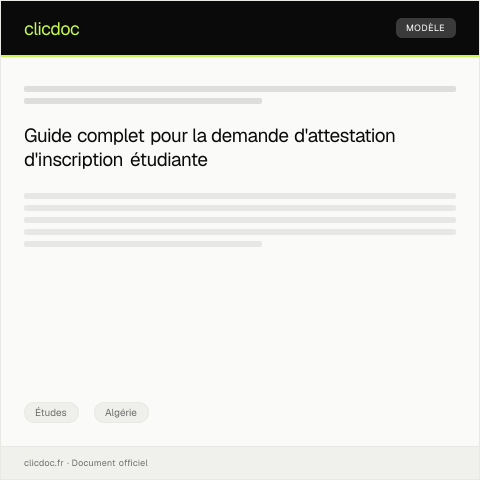 Aperçu du document Demande d'attestation d'inscription pour étudiants — Études, Algérie