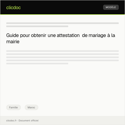 Aperçu du document Demande d’attestation de mariage auprès de la mairie — Famille, Maroc