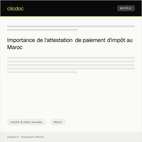 Aperçu du document Demande d’attestation de paiement d’impôt ou de contribution sociale — Impôts & aides sociales, Maroc