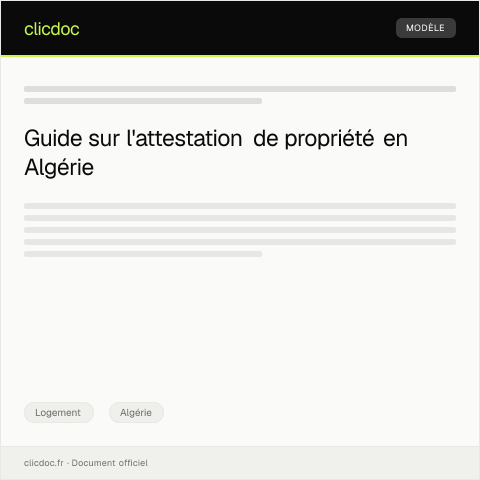 Aperçu du document Demande d'attestation de propriété — Logement, Algérie