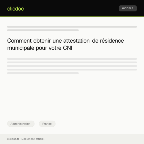 Aperçu du document Demande d’attestation de résidence pour la carte d’identité — Administration, France