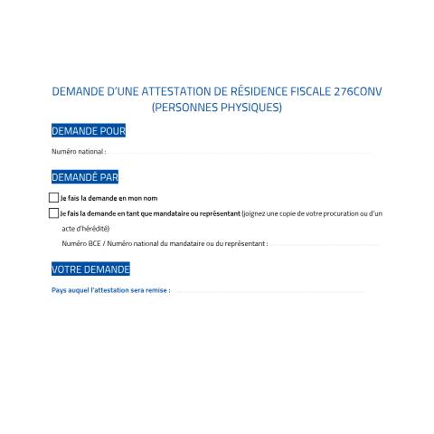 Aperçu du document formulaire — Par la poste : tenez compte du délai de traitement, Belgique (CERFA n°demande-attestation-residence-fiscale)