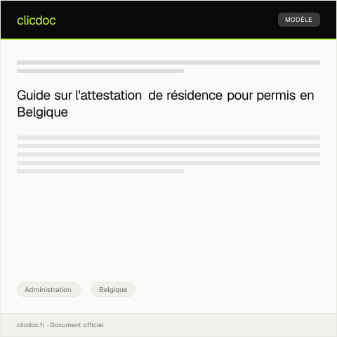 Aperçu du document Demande d’attestation de résidence pour demande de permis — Administration, Belgique