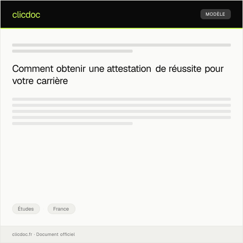 Aperçu du document Demande d'attestation de réussite pour dossier professionnel — Études, France
