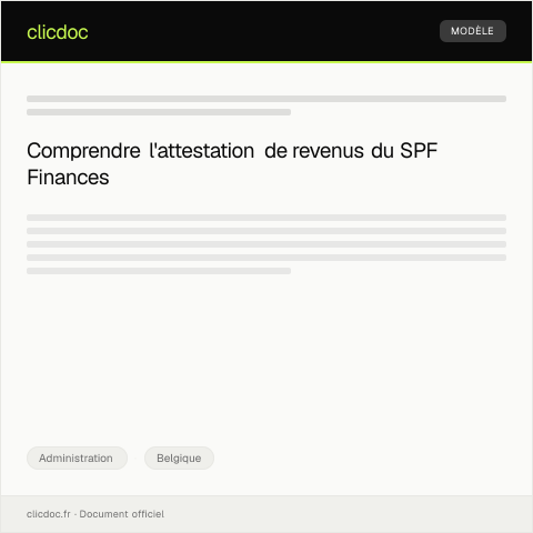 Aperçu du document Demande d'attestation de revenus — Administration, Belgique