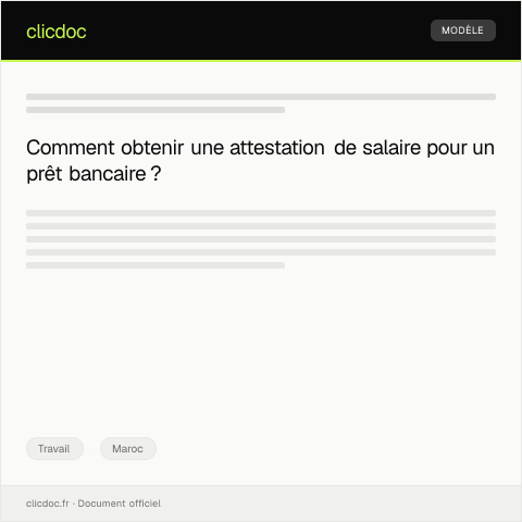 Aperçu du document Demande d’attestation de salaire pour dossier de prêt bancaire — Travail, Maroc