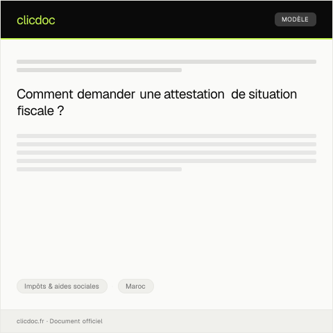 Aperçu du document Demande d’attestation de situation fiscale pour démarches administratives — Impôts & aides sociales, Maroc