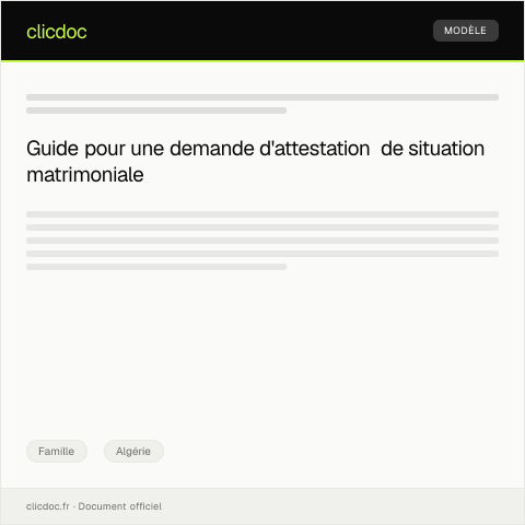 Aperçu du document Demande d'attestation de situation matrimoniale auprès de la mairie — Famille, Algérie