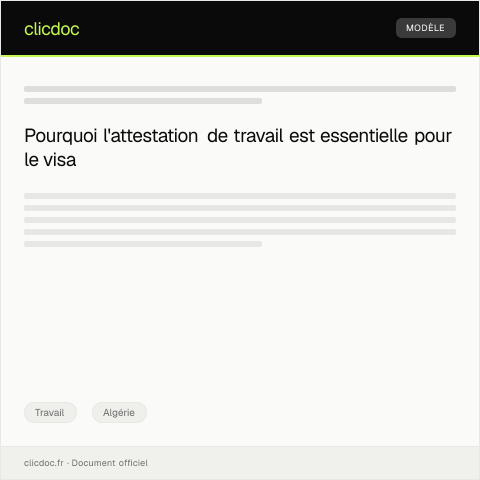 Aperçu du document Demande d'attestation de travail pour la formalité de visa — Travail, Algérie