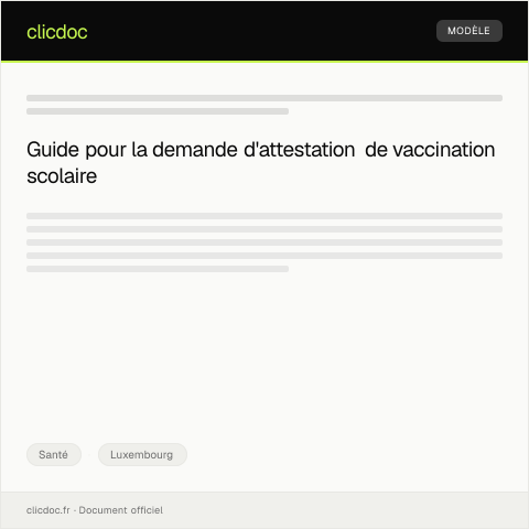 Aperçu du document Demande d’attestation de vaccination pour établissement scolaire — Santé, Luxembourg