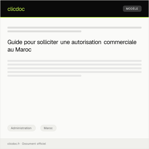 Aperçu du document Demande d’autorisation pour activité commerciale — Administration, Maroc