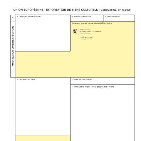 Aperçu du document Biens culturels - demande d'autorisation ouverte spécifique — Culture, Luxembourg (CERFA n°biens-culturels-exportation-specifique)